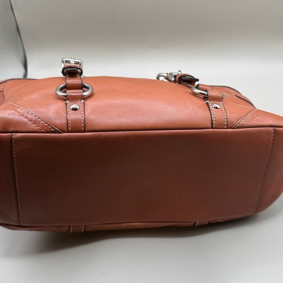 Coach Vintage Leather Satchel Tote Bag Brown Classic Shoulder Handbag - Picture 3 of 13